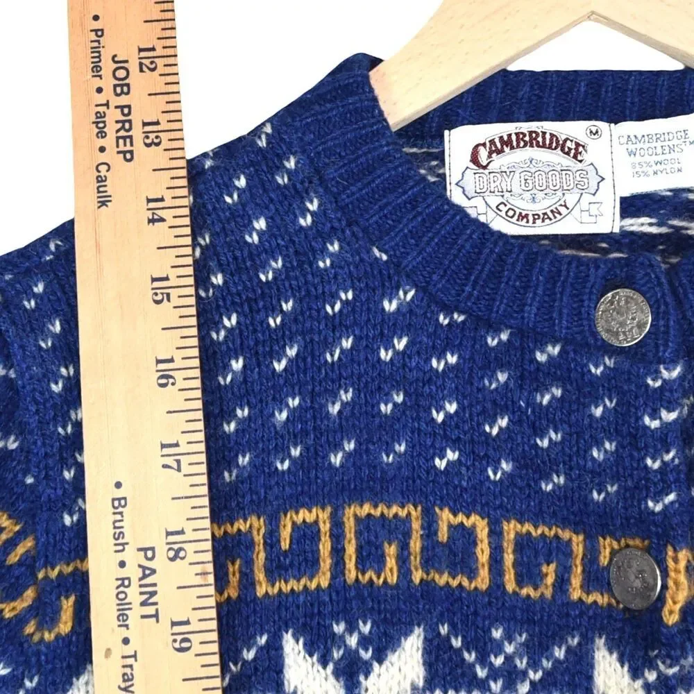 Cambridge Dry Goods Wool Sweater Blue Nordic Fair Isle Pullover Women’s Vintage - Picture 6 of 7